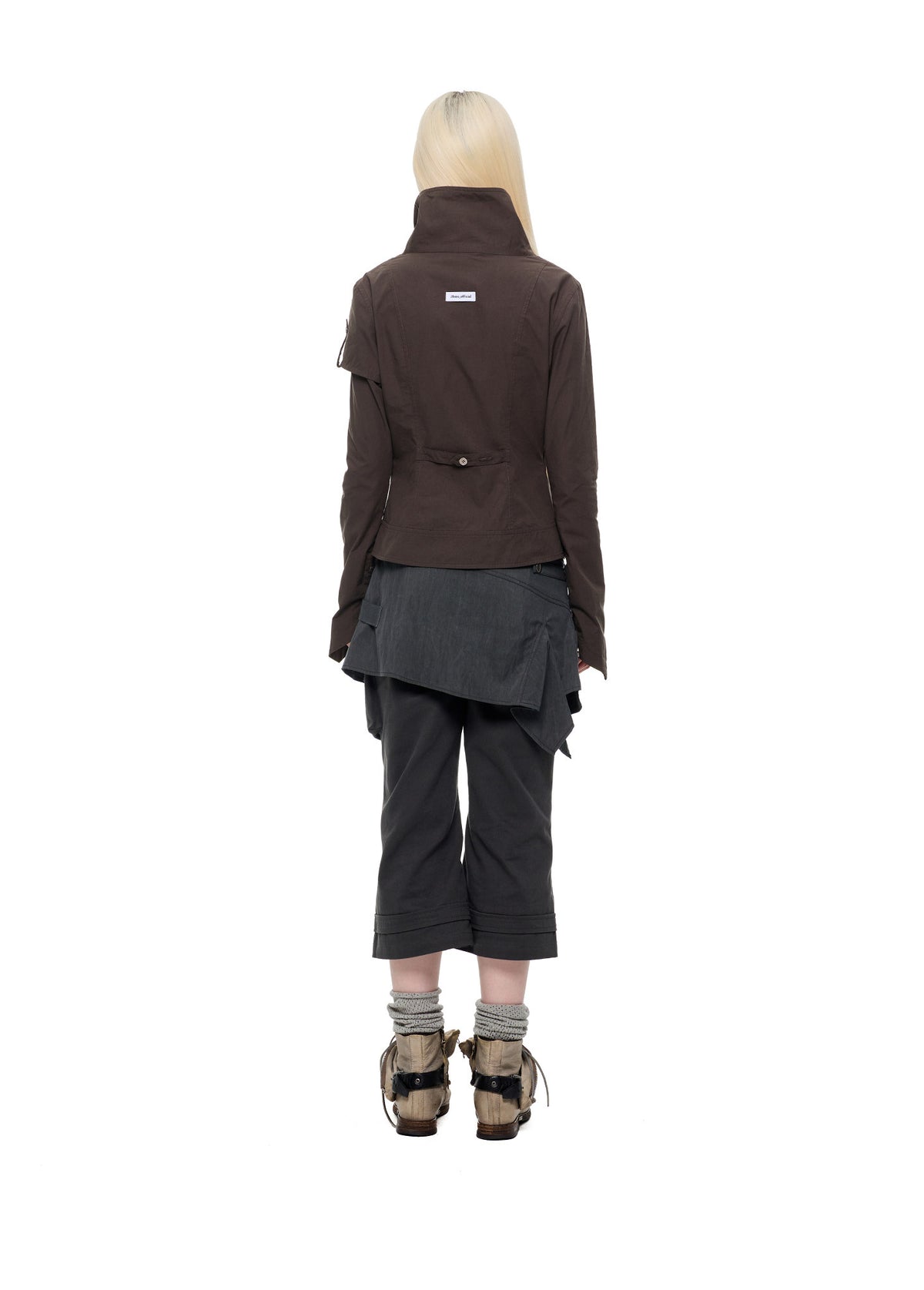 TAILORED DIAGONAL STAND COLLAR JACKET