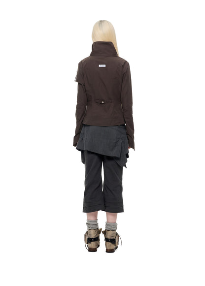 TAILORED DIAGONAL STAND COLLAR JACKET