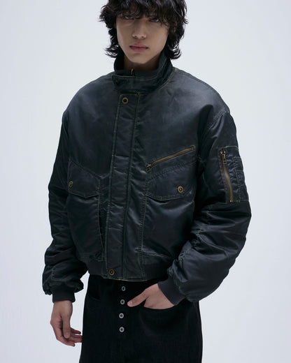 WASH STAND COLLAR BOMBER JACKET
