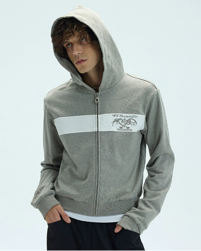CONTRAST PATCHWORK ZIP HOODIE