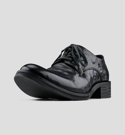 PLEATED LAYERED COWHIDE DERBY SHOES