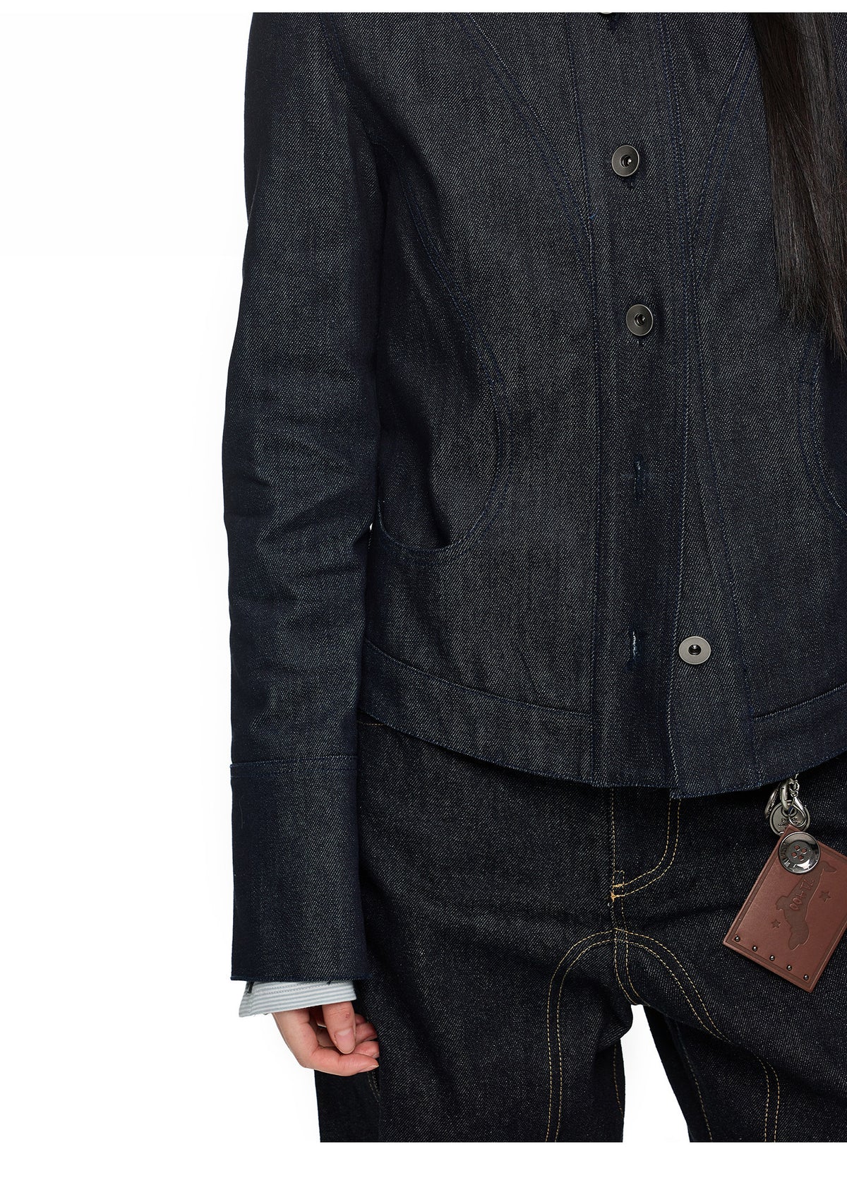 CROPPED STAND COLLAR DENIM JACKET