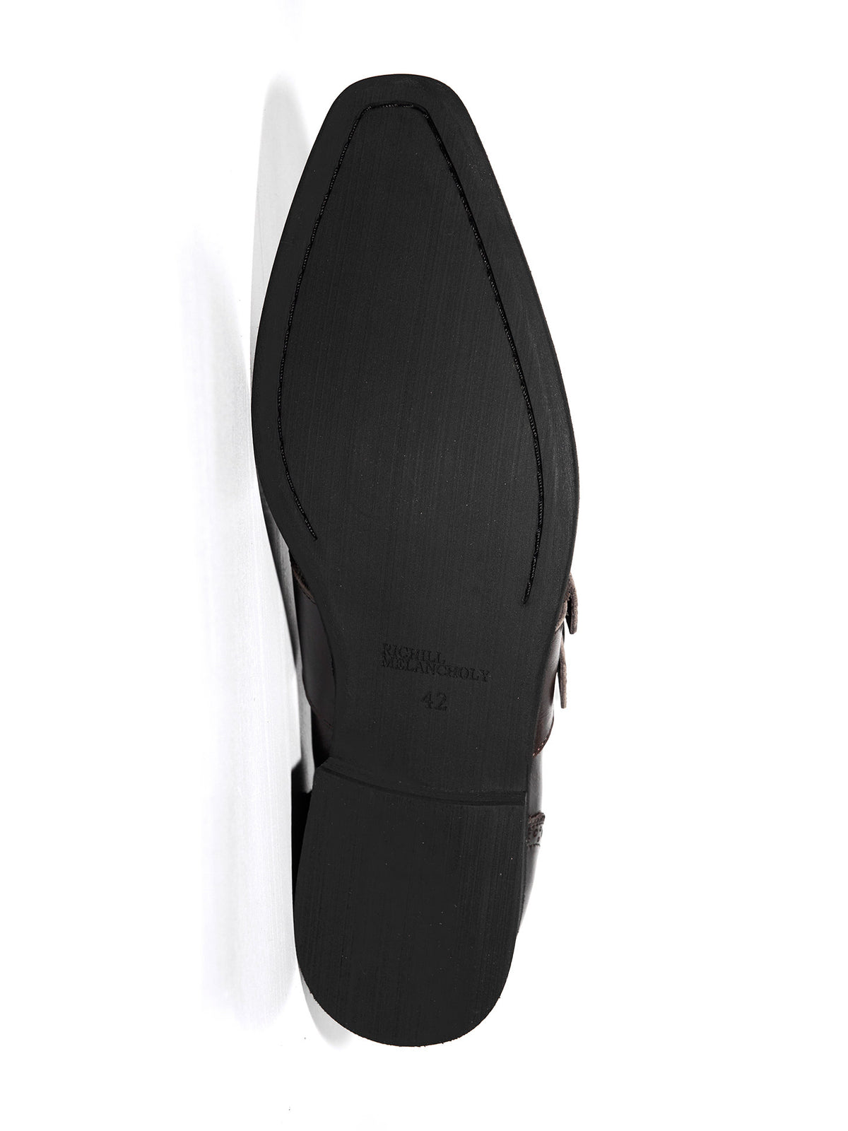EBONY WAXED CARVED MONK SHOES
