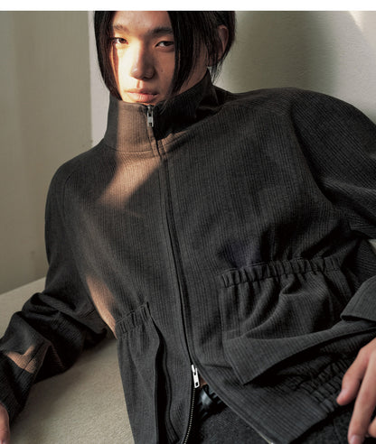 VERTICAL STRIPE WAIST LENGTH JACKET