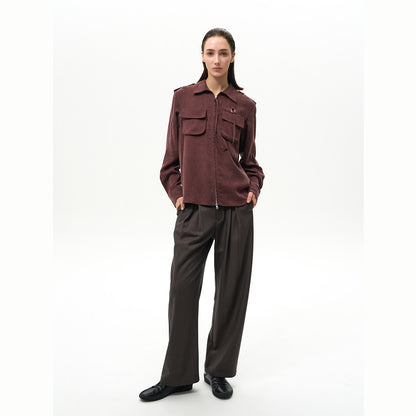 SAND MATTE MILITARY ZIP SHIRT