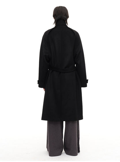 DOUBLE BREASTED RAGLAN WOOL COAT