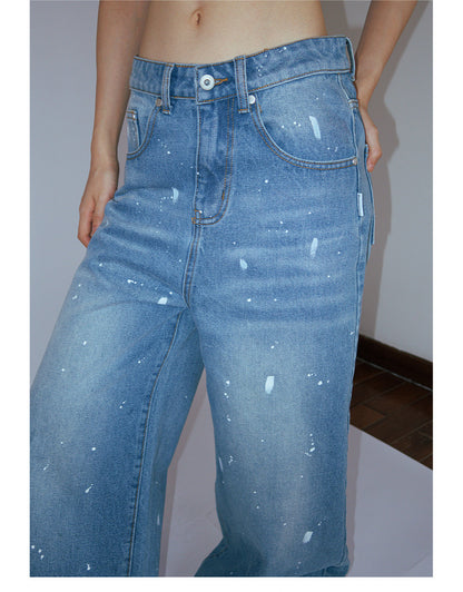 INK-STAINED SILHOUETTE FADED BLUE DENIM
