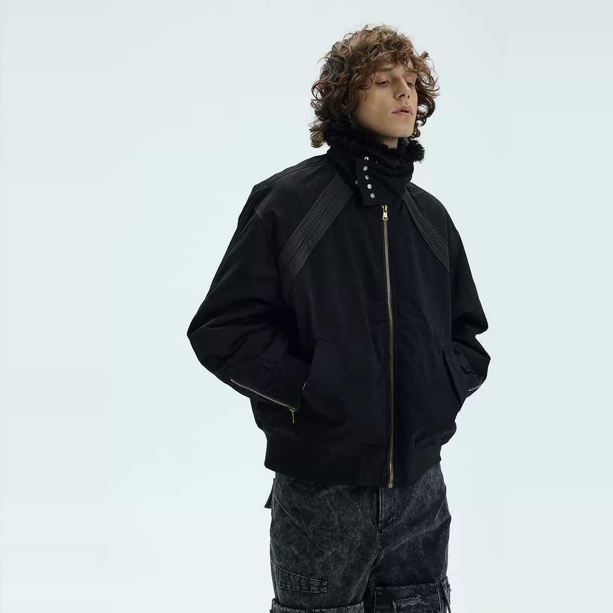 FUR COLLAR BOMBER JACKET