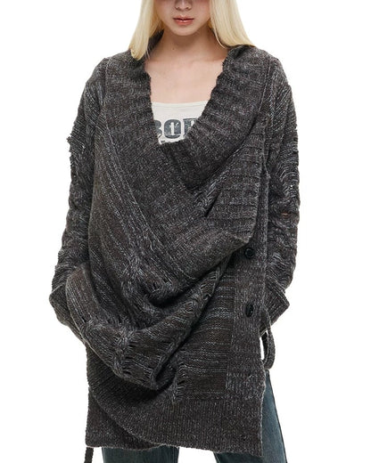 ASH DECONSTRUCTED LONG KNIT CARDIGAN