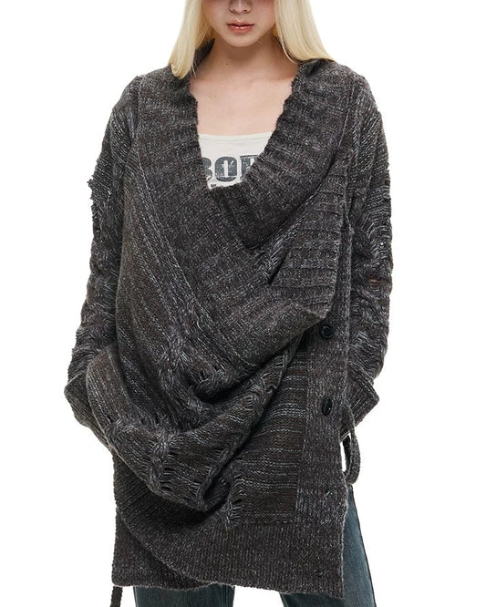 ASH DECONSTRUCTED LONG KNIT CARDIGAN
