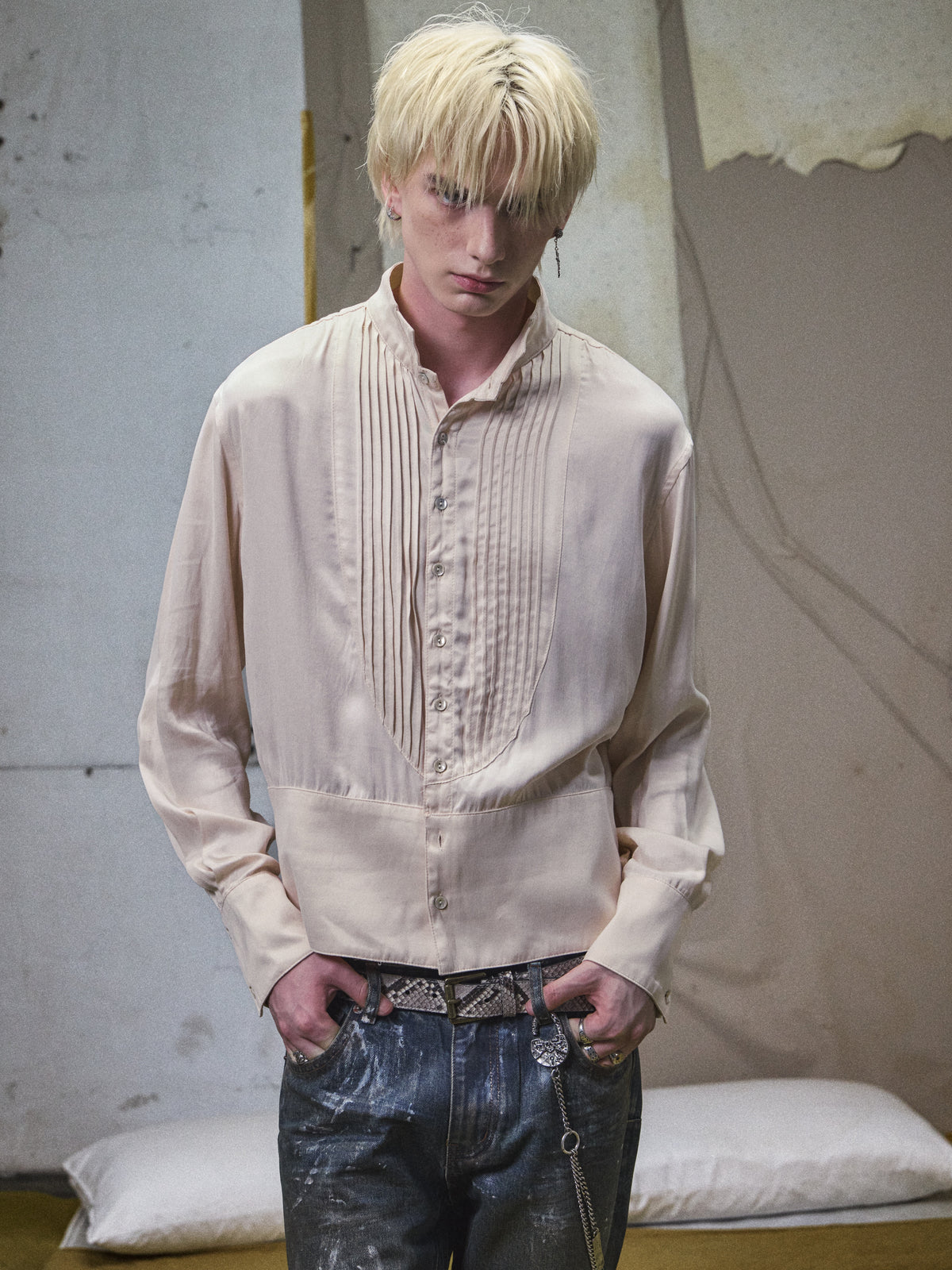 VICTORIAN COURT PLEATED CUPRO SHIRT