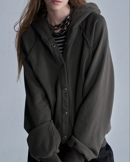 SPLIT ZIP RAGLAN TERRY SWEATSHIRT