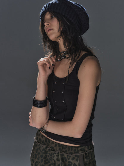 RHINESTONE RAW EDGE TANK TOP