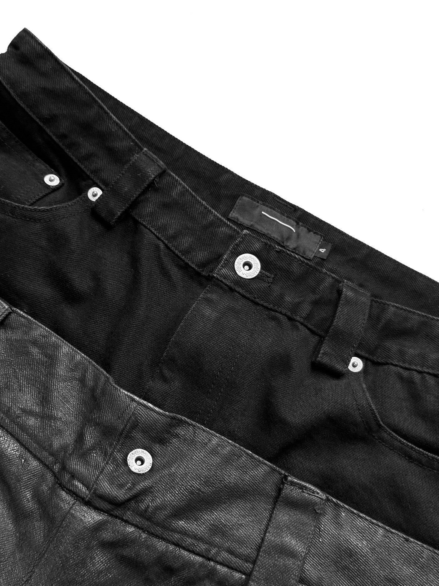 CRACKED COATING DOUBLE WAIST JEANS