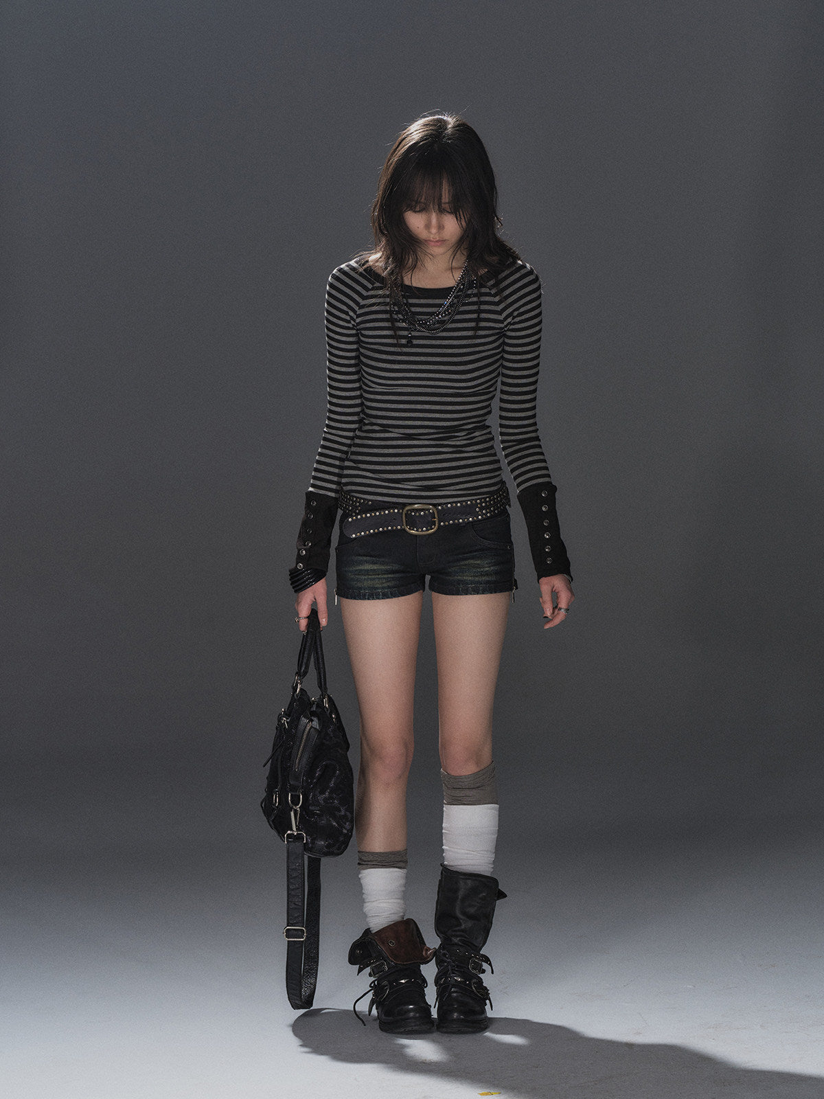 BUTTON CUFF STRIPED RAGLAN TOP