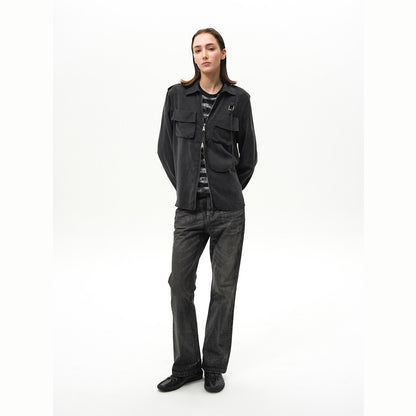 SAND MATTE MILITARY ZIP SHIRT