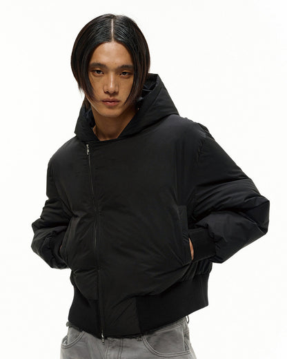 FLEECE GALL FABRIC CROPPED DOWN JACKET