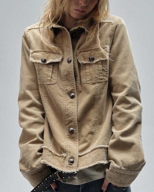 SANDWASH CORDUROY RAW EDGE COAT