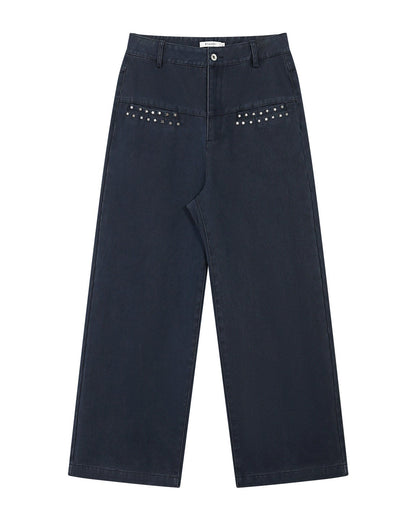 STAR RIVET WASHED LOOSE STRAIGHT CARGO PANTS