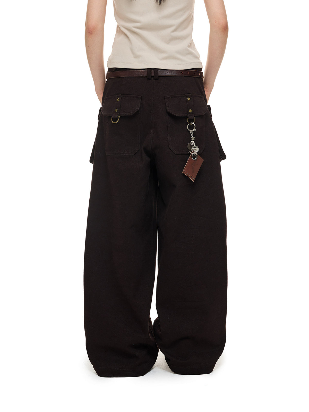 MID RISE LOOSE STRAIGHT CARGO TROUSERS