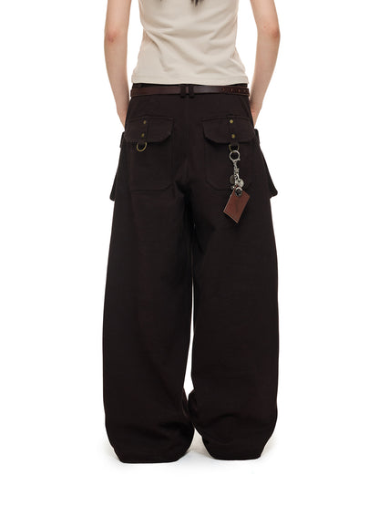 MID RISE LOOSE STRAIGHT CARGO TROUSERS
