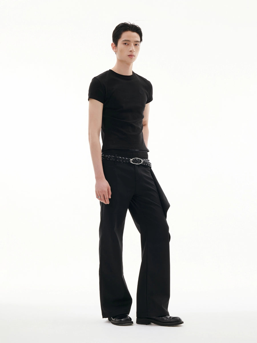 FRONT DRAPE FLARE TROUSERS