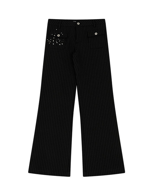 SHEER STRIPE LOW RISE STONE PANTS