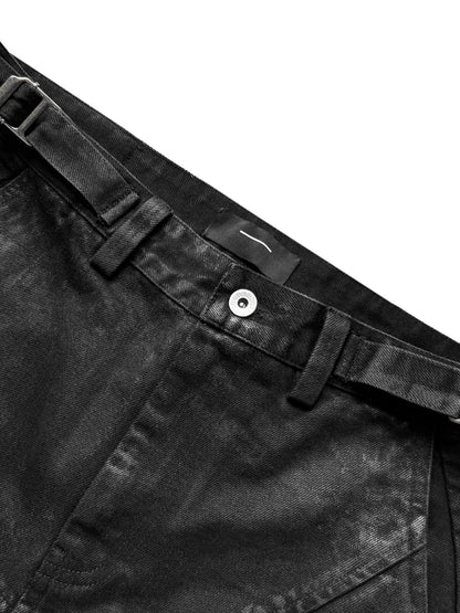 DARK COATED DECONSTRUCTED JEANS