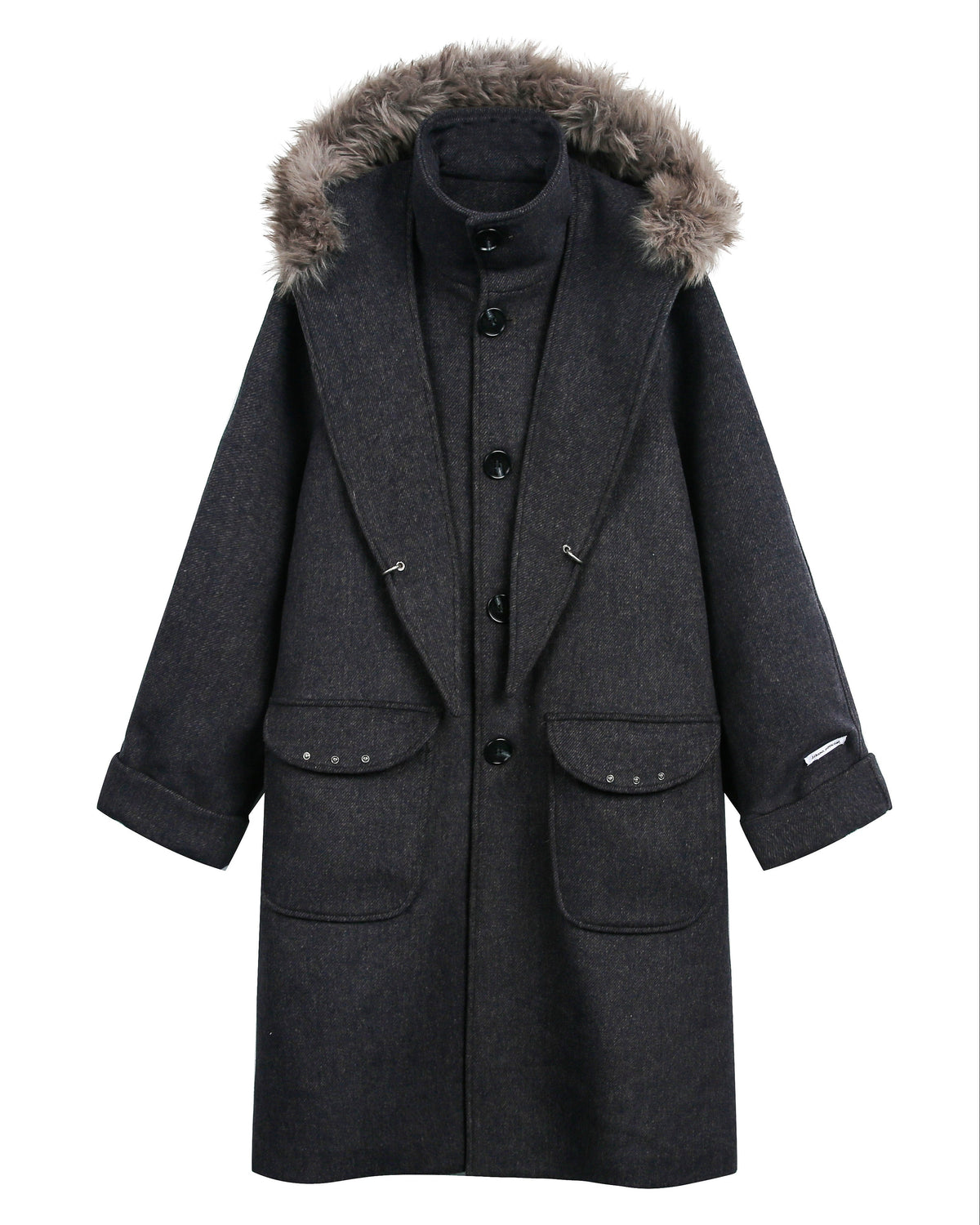 TWEED FUR COLLAR OVERCOAT