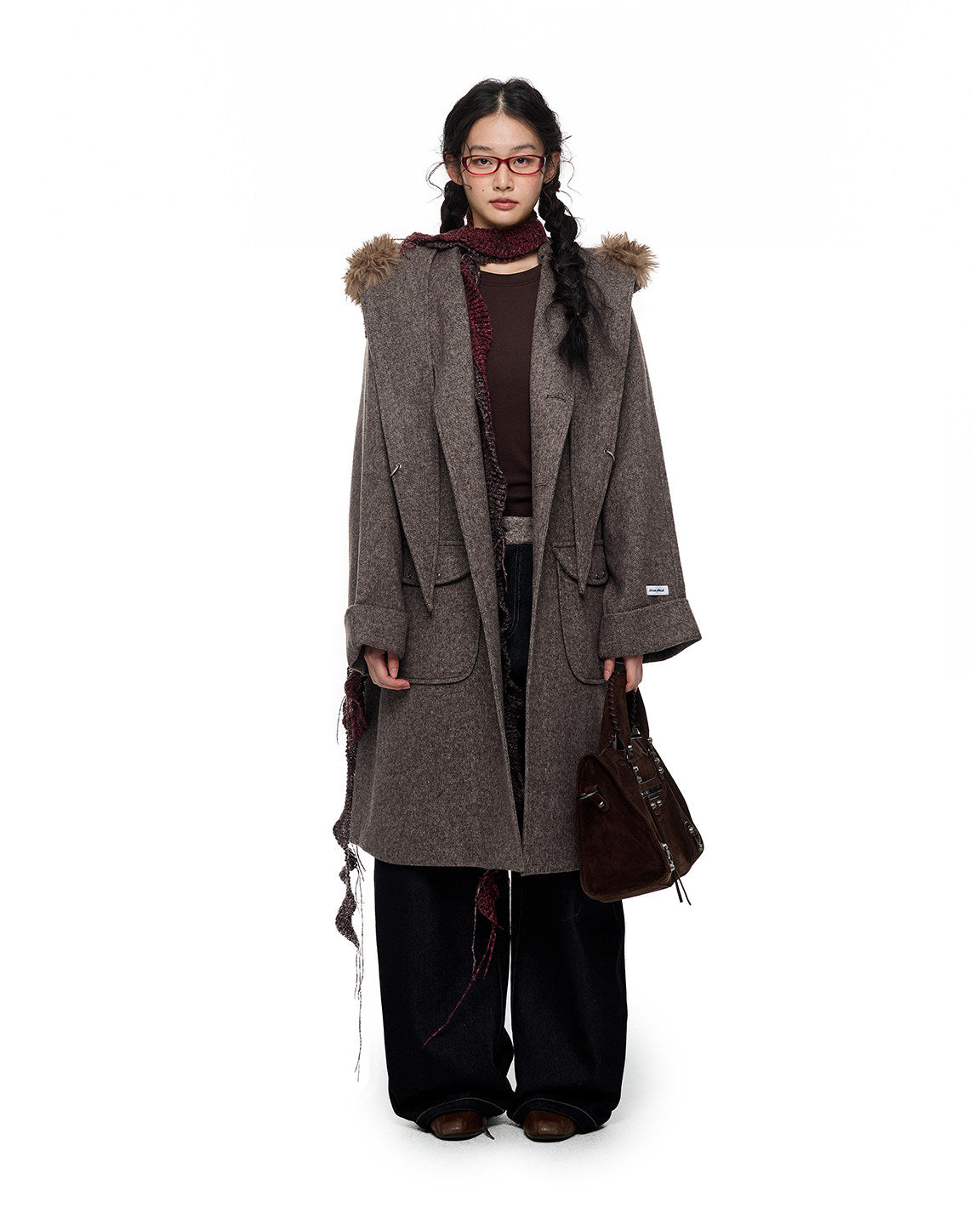 TWEED FUR COLLAR OVERCOAT