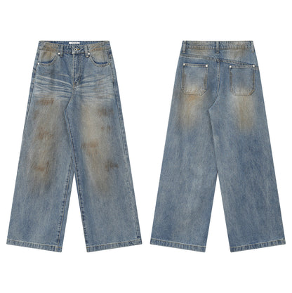 MID RISE CAT WHISKER FADED STRAIGHT LEG JEANS