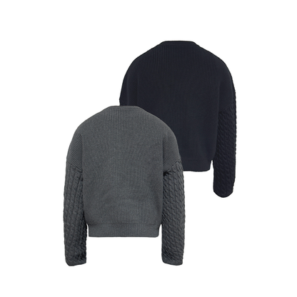 CABLE SLEEVE HEAVYWEIGHT COTTON SWEATER
