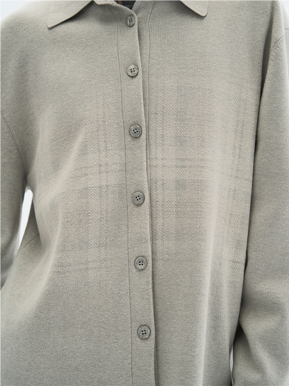 DRAPED GREY KNIT SHIRT