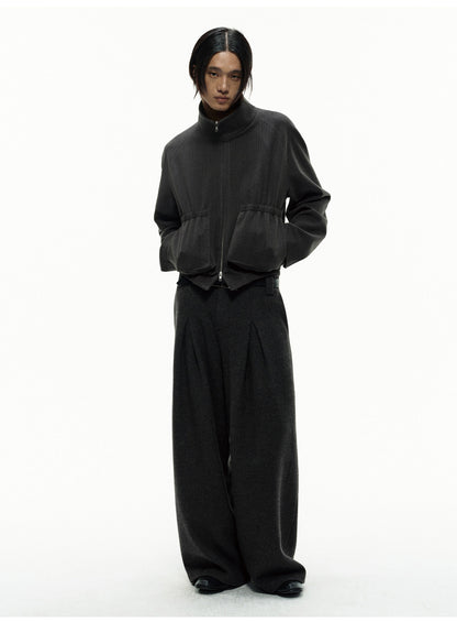 VERTICAL STRIPE WAIST LENGTH JACKET