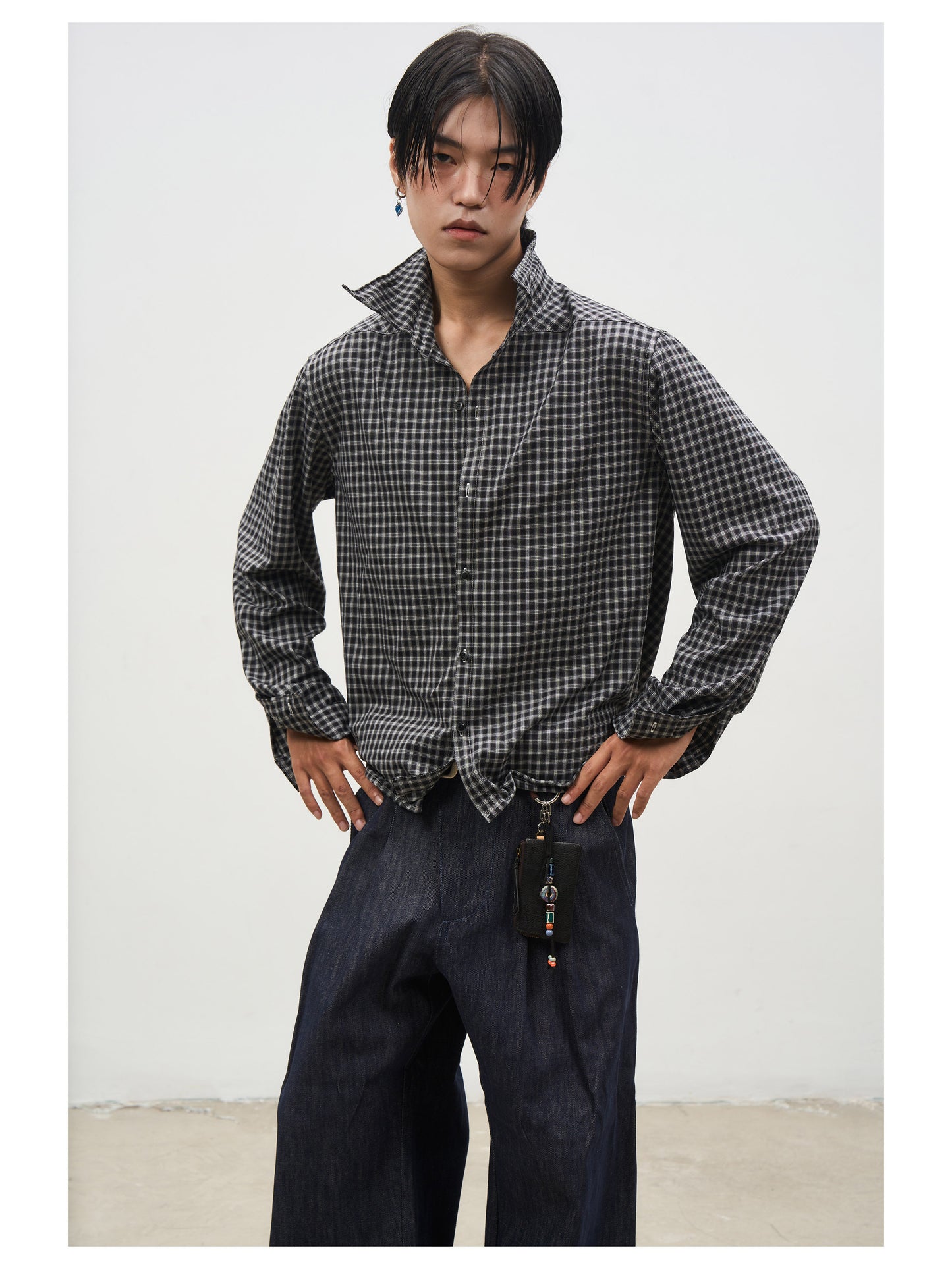 SILK PLAID BOXY SHIRT