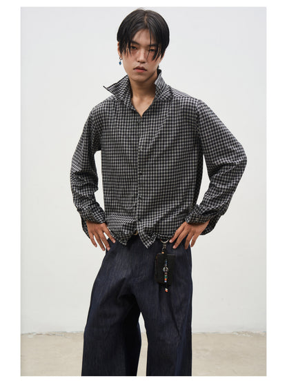 SILK PLAID BOXY SHIRT