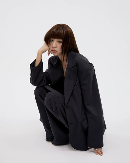 DARK STRIPE WIDE  BLAZER