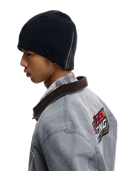ZIP SLIT KNIT BEANIE