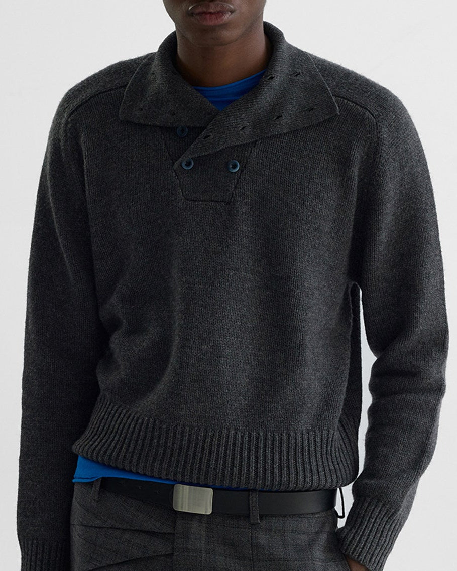 CAT EYE BLUE BUTTON WOOL JACKET