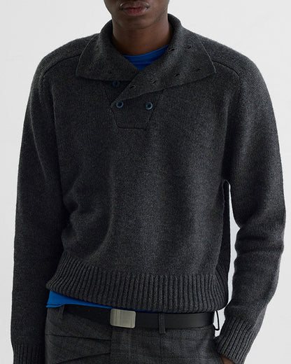 CAT EYE BLUE BUTTON WOOL JACKET