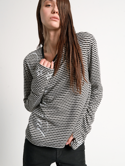 STRIPE PANEL FITTED LONGSLEEVE