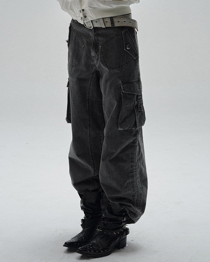 DRAWSTRING PLEATED WIDE LEG CARGOS