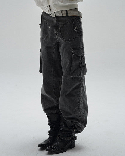 DRAWSTRING PLEATED WIDE LEG CARGOS