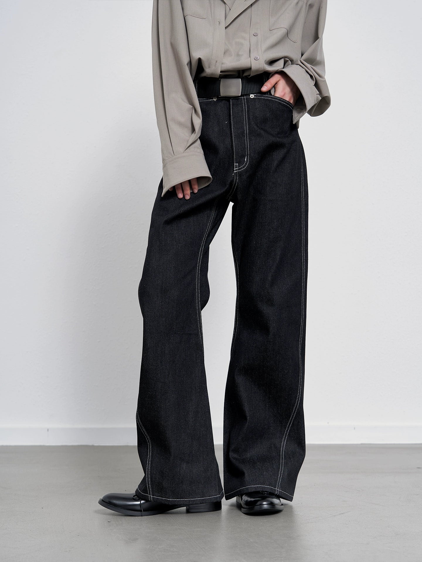 SLIM SLIT 14OZ BLACK DENIM