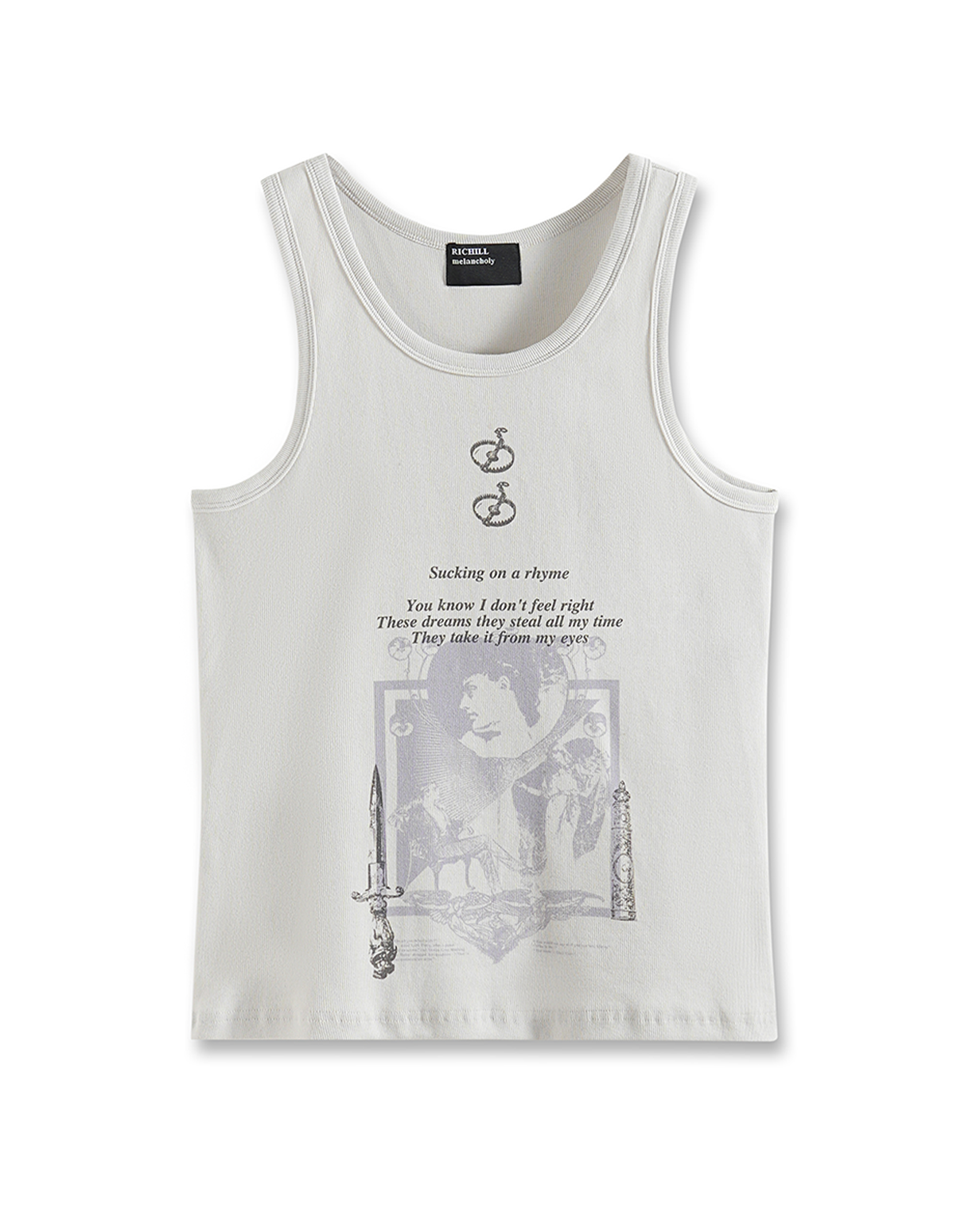 DAGGER GRAPHIC RIBBED TANK