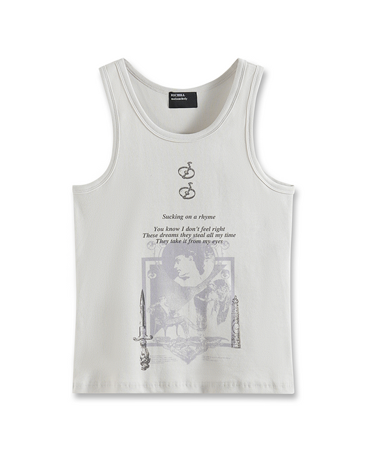 DAGGER GRAPHIC RIBBED TANK