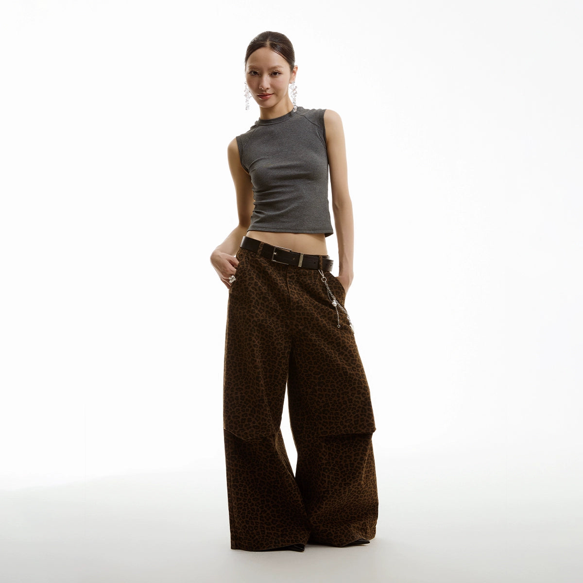 DARK LEOPARD WIDE PANTS