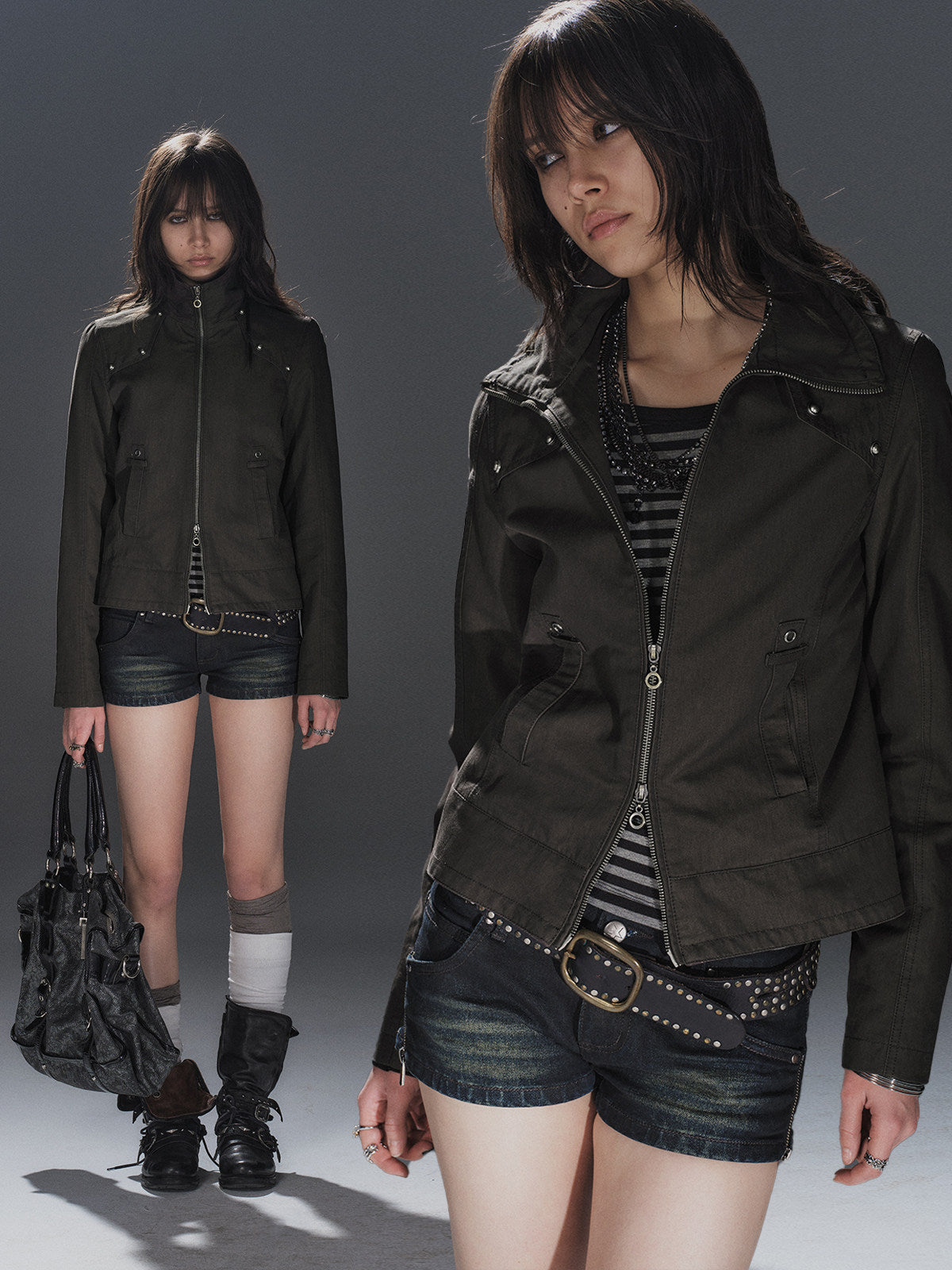 DARK METAL HARDWARE SLIM ZIP JACKET