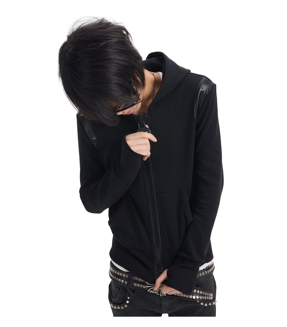 STAR STUD SLIM ZIP HOODIE