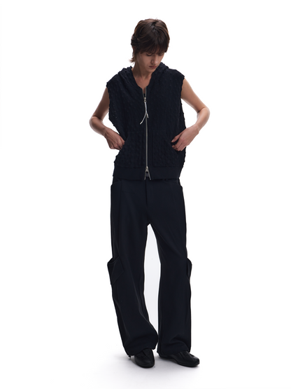 RADIANT BLACK SLEEVELESS CARDIGAN